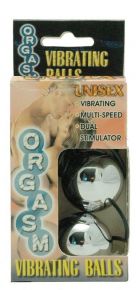 Серебристые вагинальные шарики с вибрацией ORGASM VIBRATING BALL Серебристый