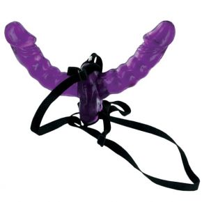 Фиолетовый страпон Double Delight Strap-on с вагинальной пробкой - 15 см. Pipedream Фиолетовый страпон Double Delight Strap-on с вагинальной пробкой - 15 см.