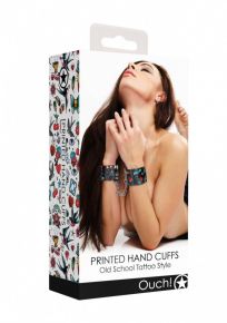 Наручники Printed Hand Cuffs Old School Tattoo Style на цепочке Shots Media BV