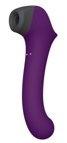 Фиолетовый клиторальный стимулятор Caldo с функцией вибратора - 19 см. САТИСФАКЕР