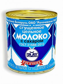 Молоко цельное сгущенное Рогачёвъ с сахаром 8,5% 380г ж/б ОАО "Рогачевский МКК"